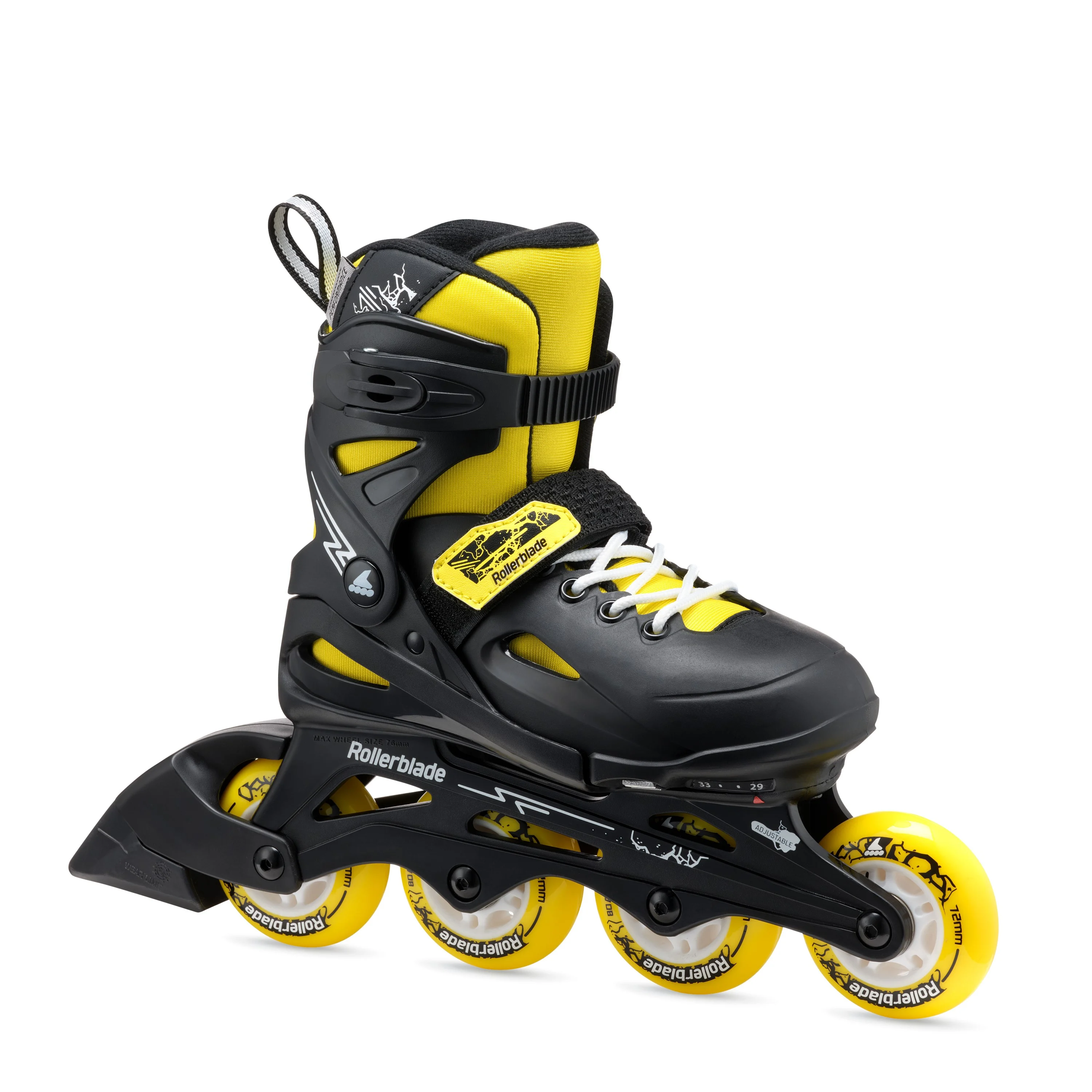 اسکیت برند رولربلید  rollerblade  مدل fury رنگ مشکی زرد سایز متغیر